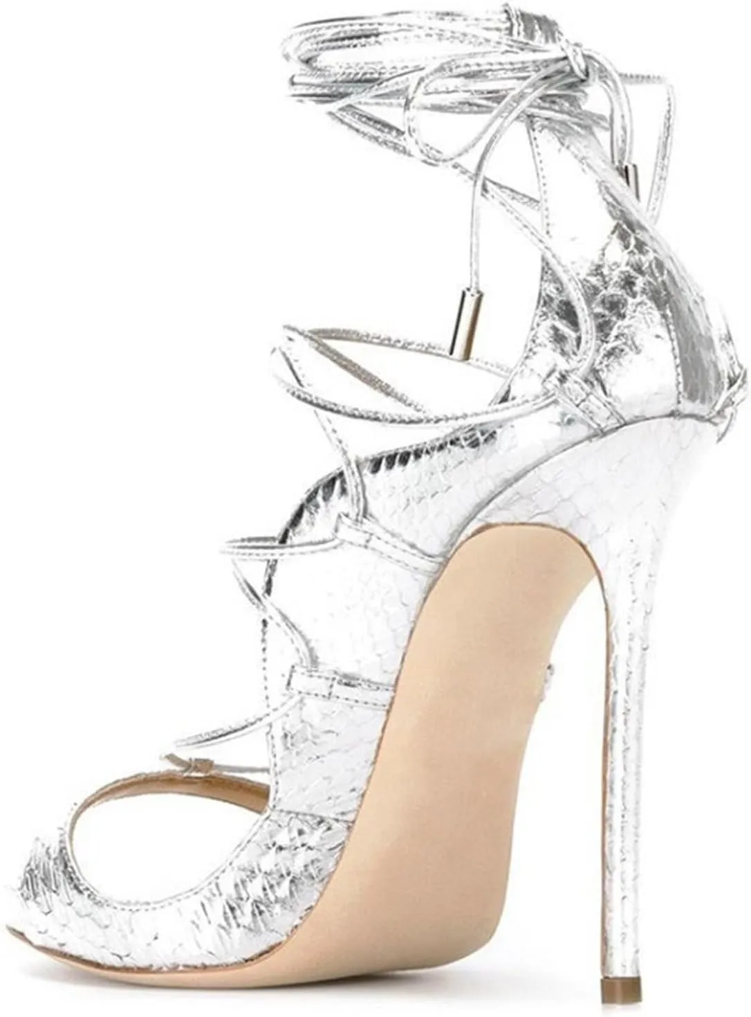 Strappy Heels for Women Open Toe Lace Up Stiletto High Heeled Sandals Prom Party Daily Wedding Shoes