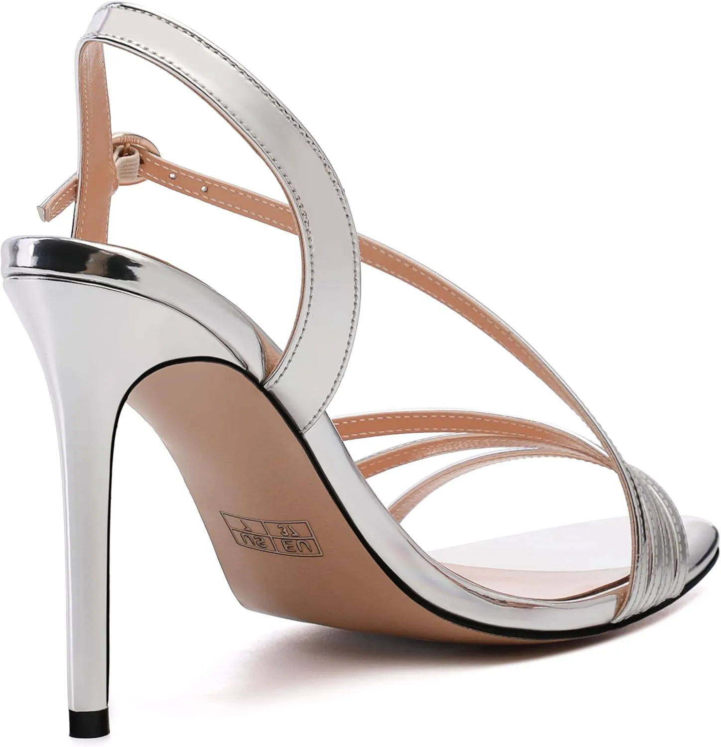 Strappy Sandals for Women Heel, Gold Strappy Heels for Women, Open Toe Stiletto High Heels Strappy Ankle Strap Sandals Comfort Dress Party Shoes