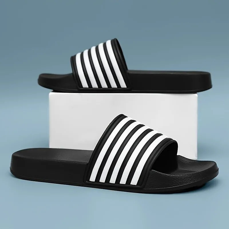 Striped Slides - Quick-Dry, Non-Slip Beach & Shower Sandals, Indoor/Outdoor Use