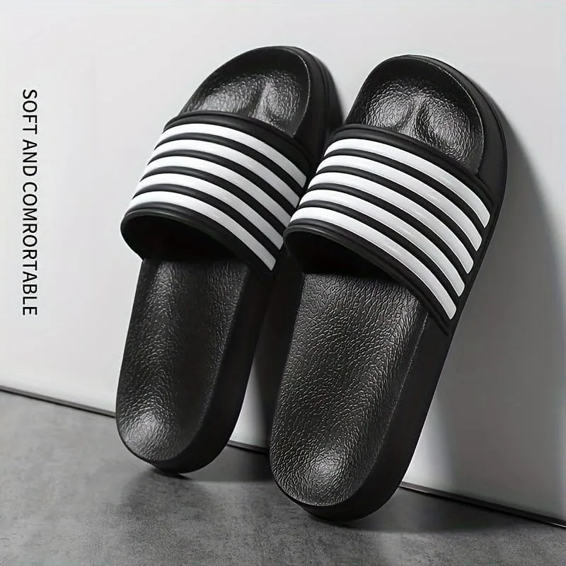 Striped Slides - Quick-Dry, Non-Slip Beach & Shower Sandals, Indoor/Outdoor Use