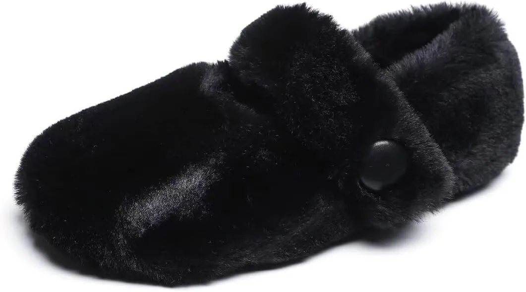 Stunner Women Warm Winter Slippers Fur Lined Slip On Waterproof Indoor Outdoor Warm Mules