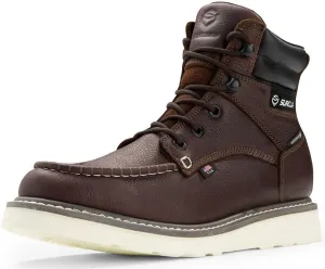 SUREWAY Men 6 Inch Waterproof Soft Toe Work Boots - Moc Toe,Construction Industrial Safety Leather Work Shoes,Oil/Slip Resistant Comfortable Wedge Outsole,EH Rated,Goodyear Welt,Lace Up,Heavy Duty