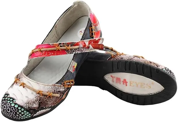 TMA EYES Multicolor Stitching Flat Soft Sole Unique Walking Style Women Shoes