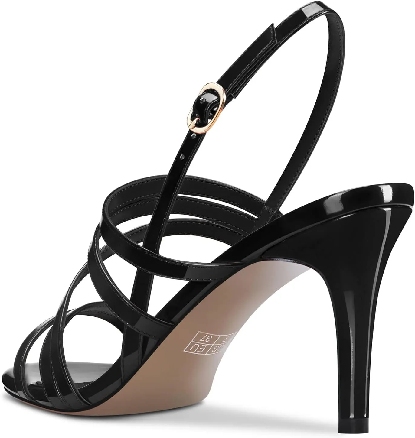 TNYNFBEB Women Mid Heel Peep Open Toe Sandals Ankle Strap Cross-Strap Buckle Prom Party Basic Classic 3.2 Inches Heels