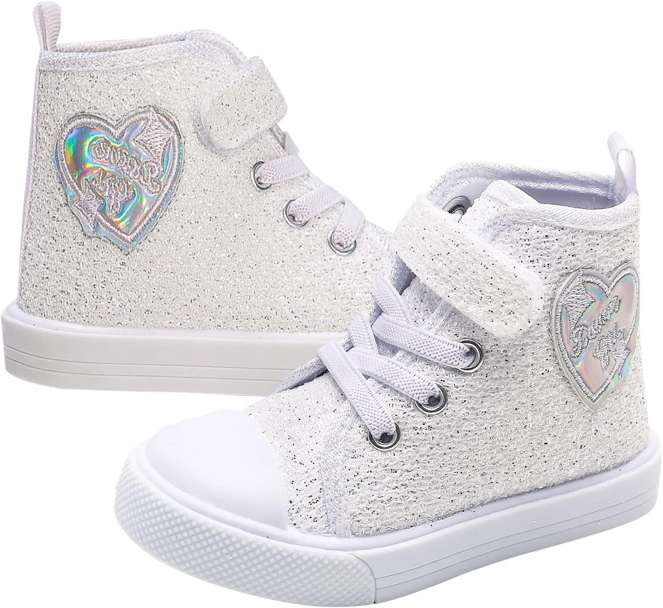 Toddler Girls Sneakers Kids High Top Casual Canvas Shoes with Sparkle Color Change Flipping Sequins