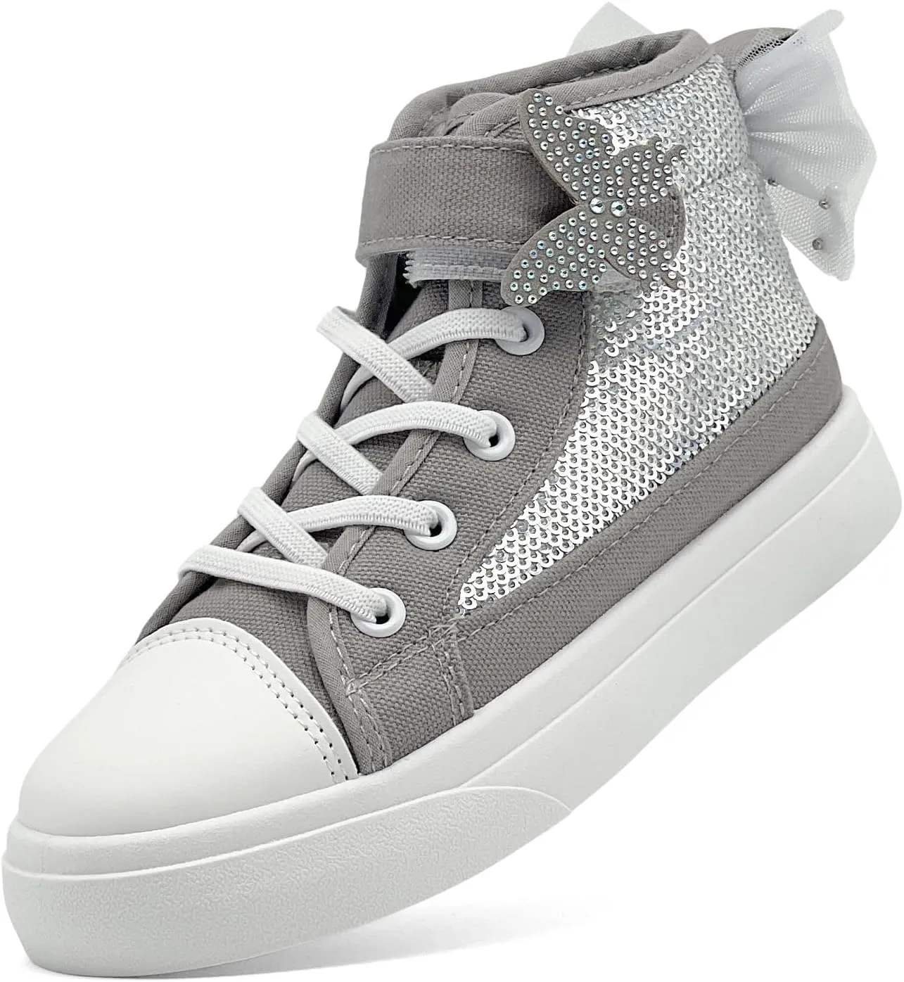 Toddler Sneakers for Girls Boys Fashion Canvas High Tops Butterfly Sequins Shoes Kids Casual Walking Shoes