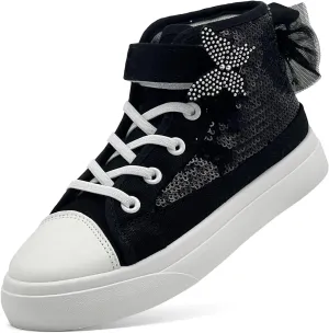 Toddler Sneakers for Girls Boys Fashion Canvas High Tops Butterfly Sequins Shoes Kids Casual Walking Shoes
