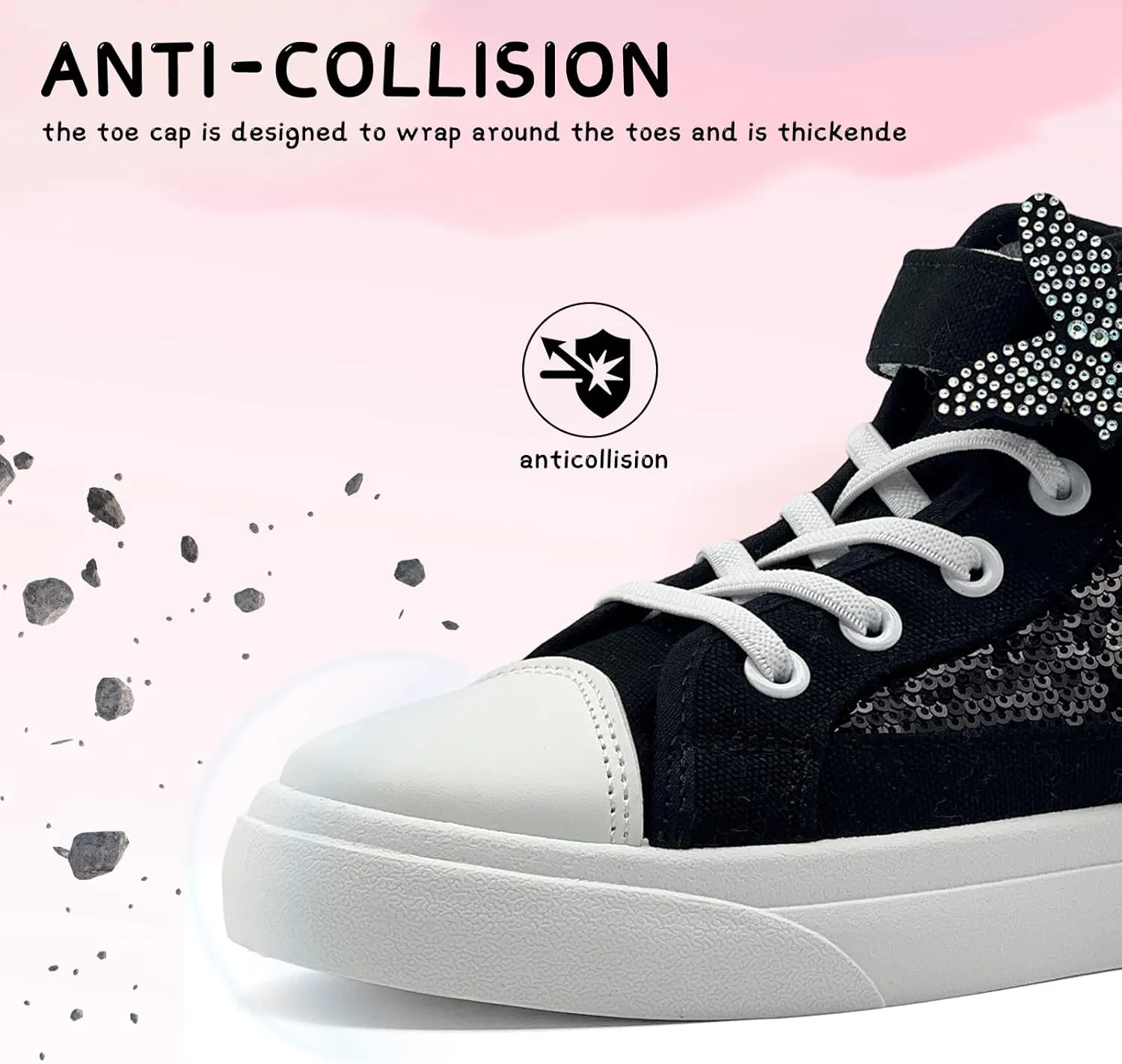 Toddler Sneakers for Girls Boys Fashion Canvas High Tops Butterfly Sequins Shoes Kids Casual Walking Shoes