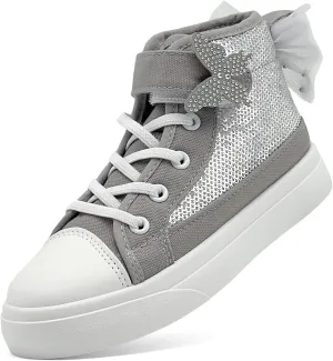 Toddler Sneakers for Girls Boys Fashion Canvas High Tops Butterfly Sequins Shoes Kids Casual Walking Shoes