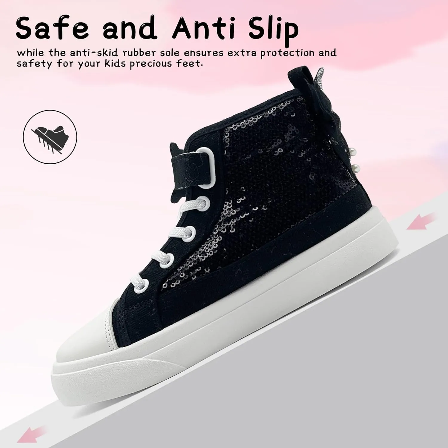 Toddler Sneakers for Girls Boys Fashion Canvas High Tops Butterfly Sequins Shoes Kids Casual Walking Shoes