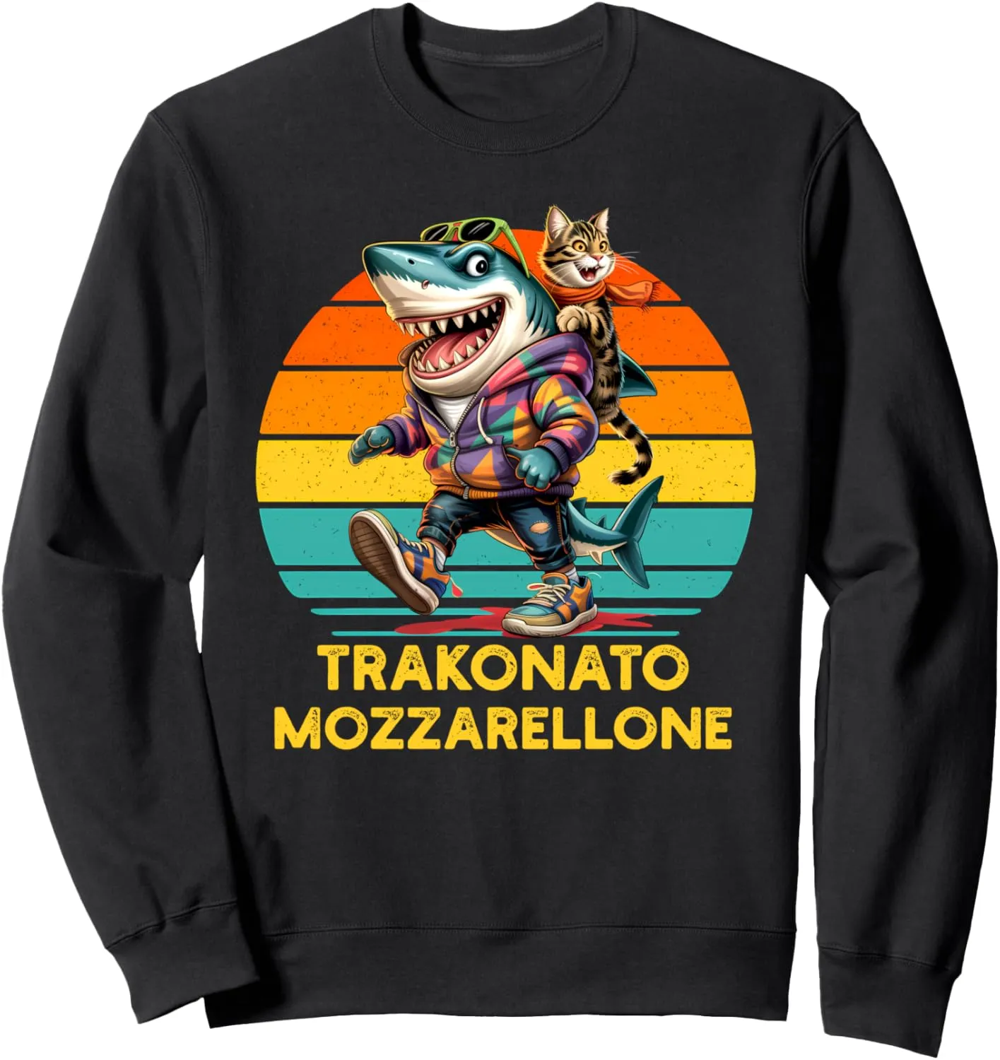 TRAKONATO MOZZARELLONE - Brain Red Tralala Shark Retro Sweatshirt