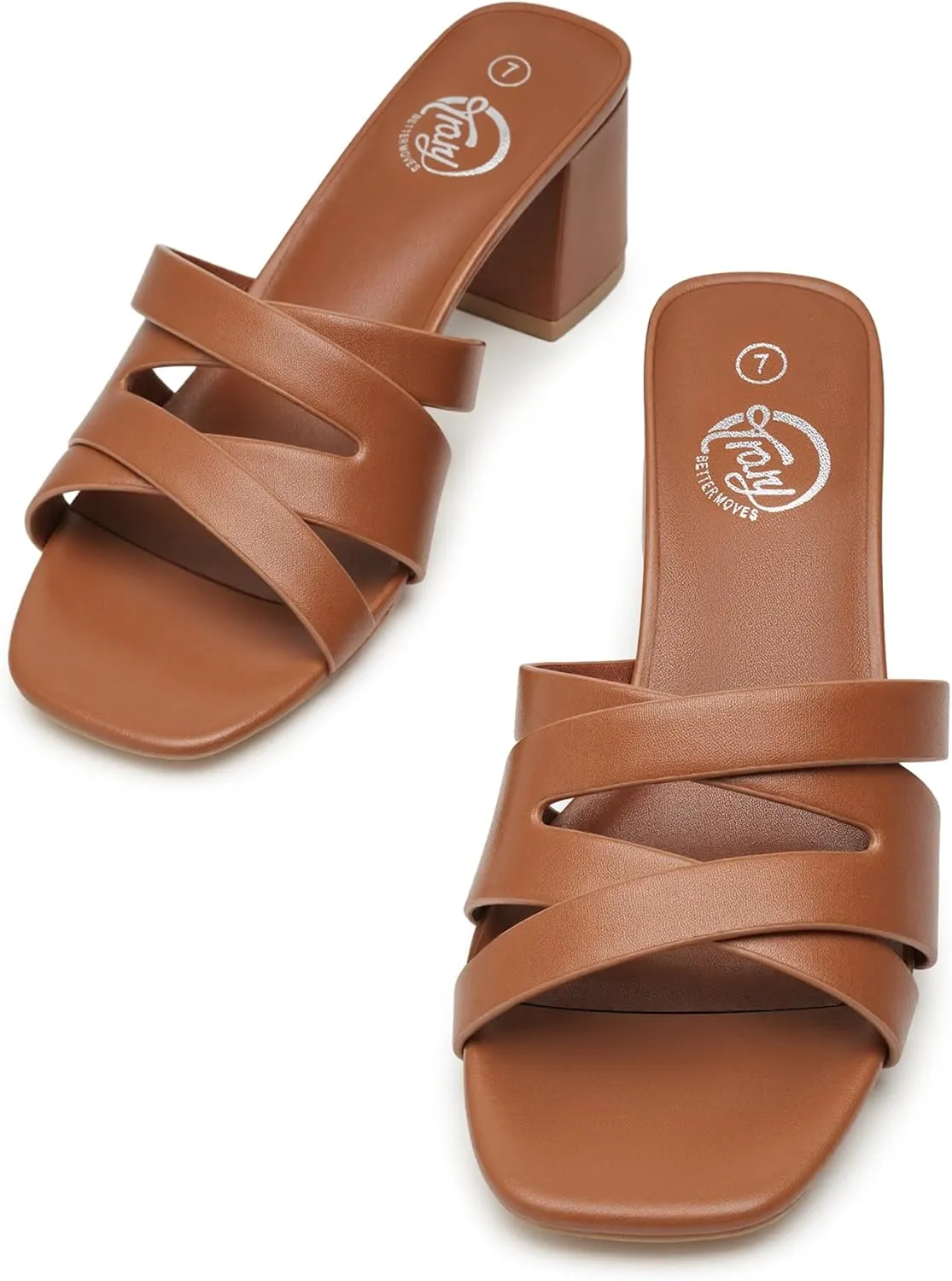 Trary Women's Sandals, Square Toe Heels Sandals, 2inch Black White Nude Chunky Block Heels Sandals