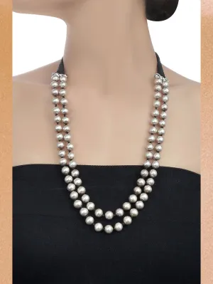 Tribe by Amrapali - Necklace Silver Two Layer Round Bead