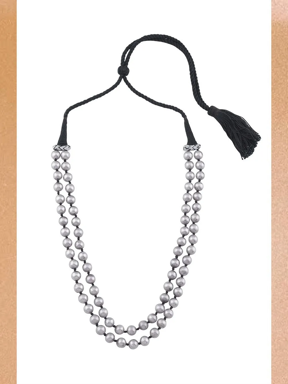 Tribe by Amrapali - Necklace Silver Two Layer Round Bead