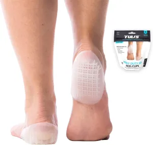 Tuli's Heavy Duty Gel Heel Cups, Cushion Insert for Shock Absorption, Plantar Fasciitis, Sever’s Disease and Heel Pain Relief, Made in USA, Regular, 1 Pair