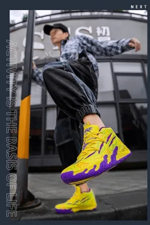 Unisex Basketball Sneakers Breathable Athletic Shoes with Multi Color Matching Design, Dynamic Traction All-Day Comfort for Indoor/Outdoor Courts