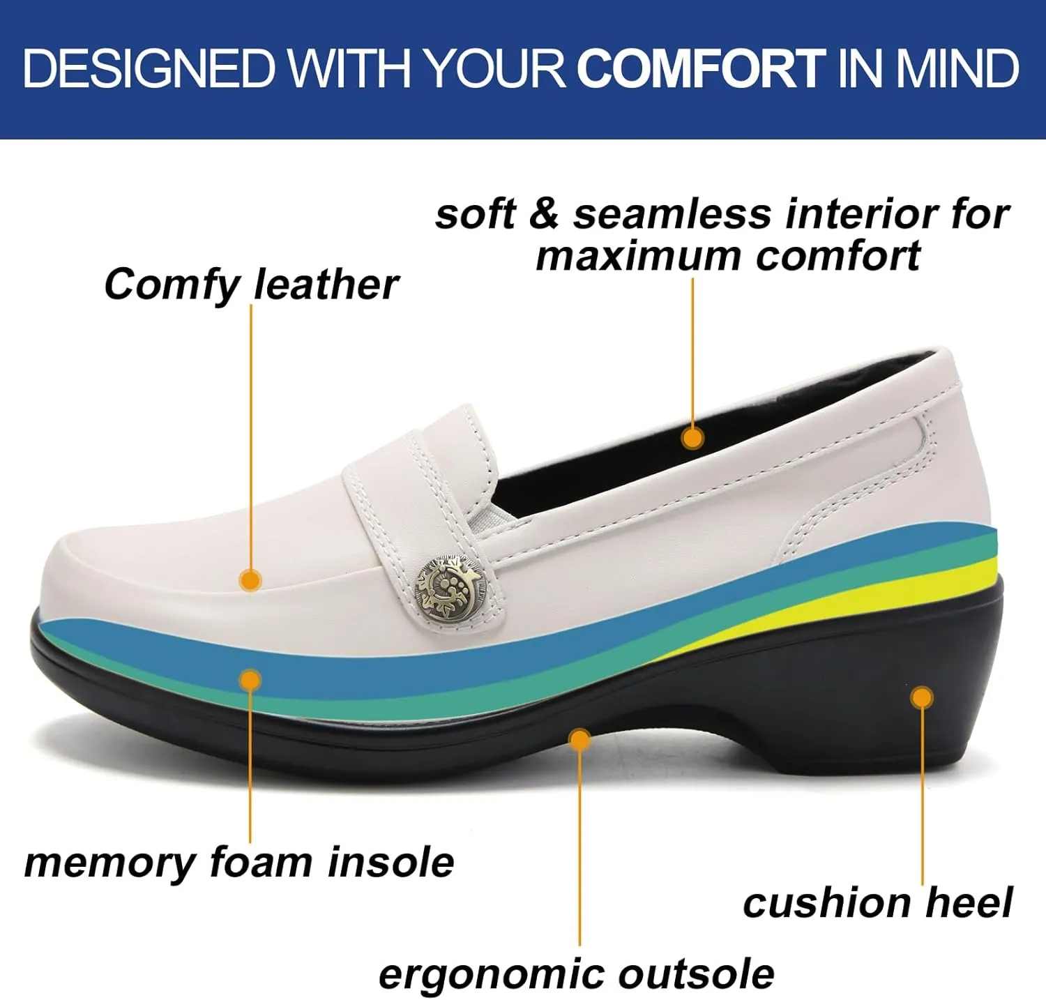 UZB Orthopedic Loafers for Women Dress Shoes Low Heel Slip On Shoes Business Casual Work Office Dressy Shoes
