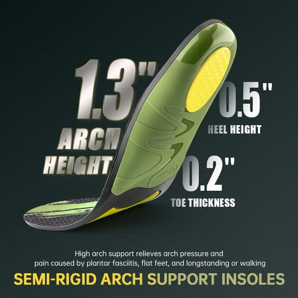 VALSOLE 220  lbs Plantar Fasciitis High Arch Support Insoles Men Women - Orthotic Shoe Inserts for Flat Feet - Metatarsalgia - Heel Pain - Boot Work Shoe Insole - Standing All Day Heavy Duty Support
