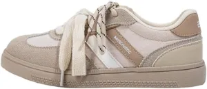 Vintage Low-Top Double-Lace Sneakers - Cute Retro Y2K Kawaii Chunky Platform Shoes Women & Girls, Comfy Casual Slip-Resistant for Beach Travel & College Campus