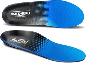 Walkhero Plantar Fasciitis Pain Relief Insoles High Arch Support Orthotic Shoes Inserts, Relieve Flat Feet and Foot Fatigue (Mens 6-6 1/2 | Womens 8-8 1/2, Blue)