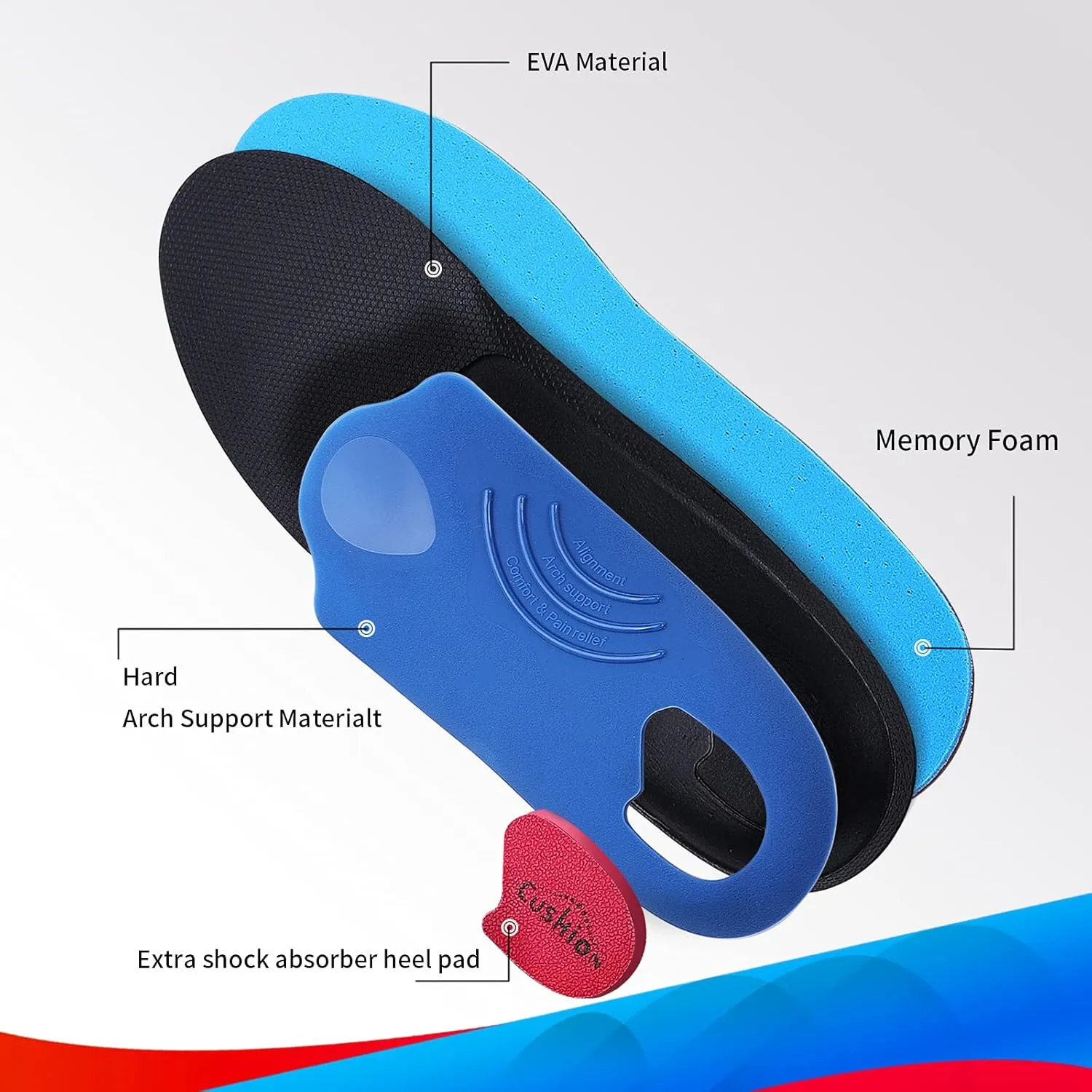 Walkomfy Heavy Duty Support Pain Relief Orthotics - 210  lbs Plantar Fasciitis High Arch Support Insoles for Men Women, Flat Feet Orthotic Insert, Work Boot Shoe Insole, Absorb Shock with Every Step
