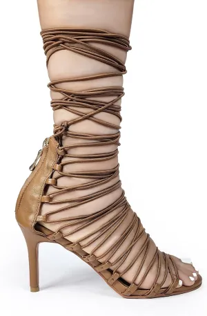 Warrior Gladiator Strappy Heeled Leather Sandals