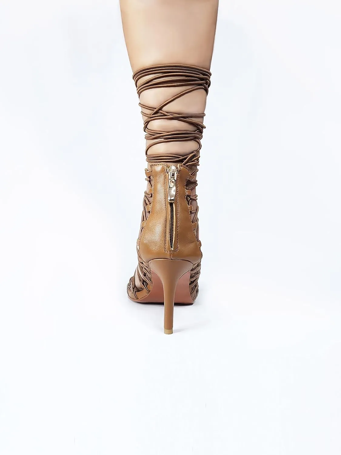 Warrior Gladiator Strappy Heeled Leather Sandals