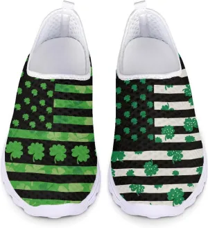 WELLFLYHOM St Patricks Day Shoes for Women Tennis Running Sneakers Slip On Loafers Flat Footwear Size 5.5-11.5