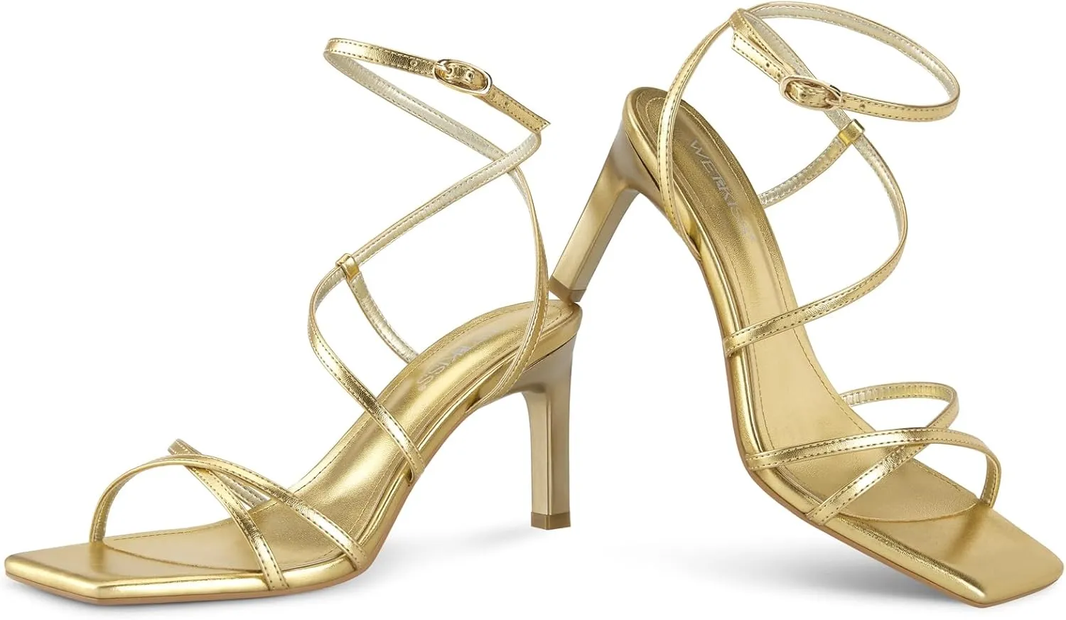 wetkiss Rude Heels for Women Strappy Heels Womens Heeled Sandals Ankle Strap Heel Nude High Heel Sandals Square Toe Open Toe Stiletto Summer Comfortable Prom Dressy Shoes