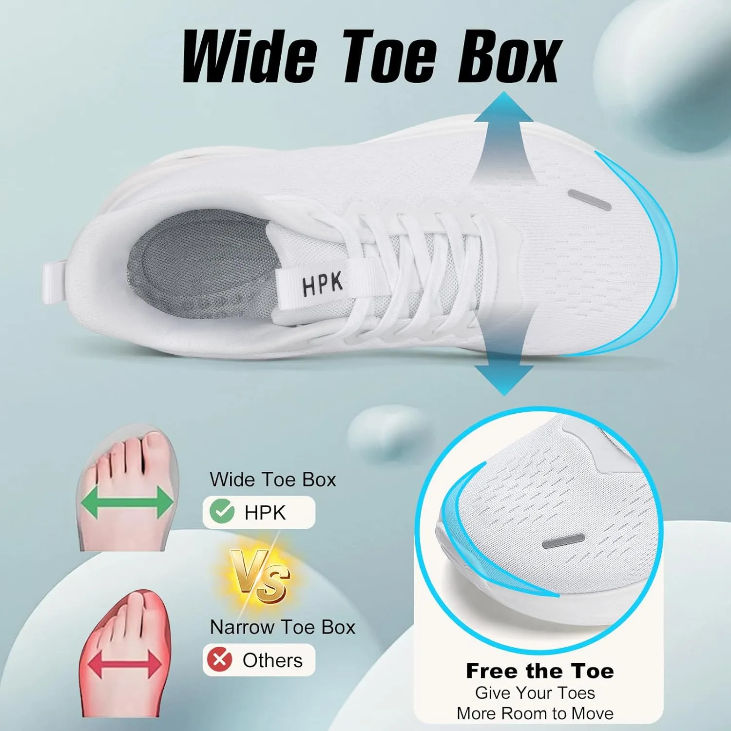 Wide Toe Box Shoes Women Air Cushion Running Shoes Extra Wide Width Sneakers Ultra Light Tennis Arch Support Walking Diabetic Plantar Fasciitis Athletic