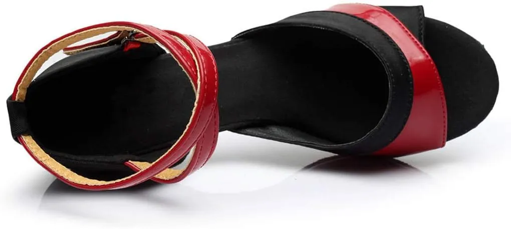 Women Ballroom Dancing Prom Fashion Shoes Ladies Latin S𝐚lsa Performance Gold Sparkly Singles Ankle Strap High Heels