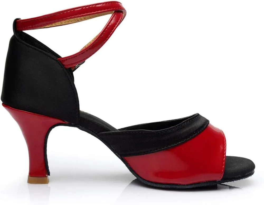 Women Ballroom Dancing Prom Fashion Shoes Ladies Latin S𝐚lsa Performance Gold Sparkly Singles Ankle Strap High Heels