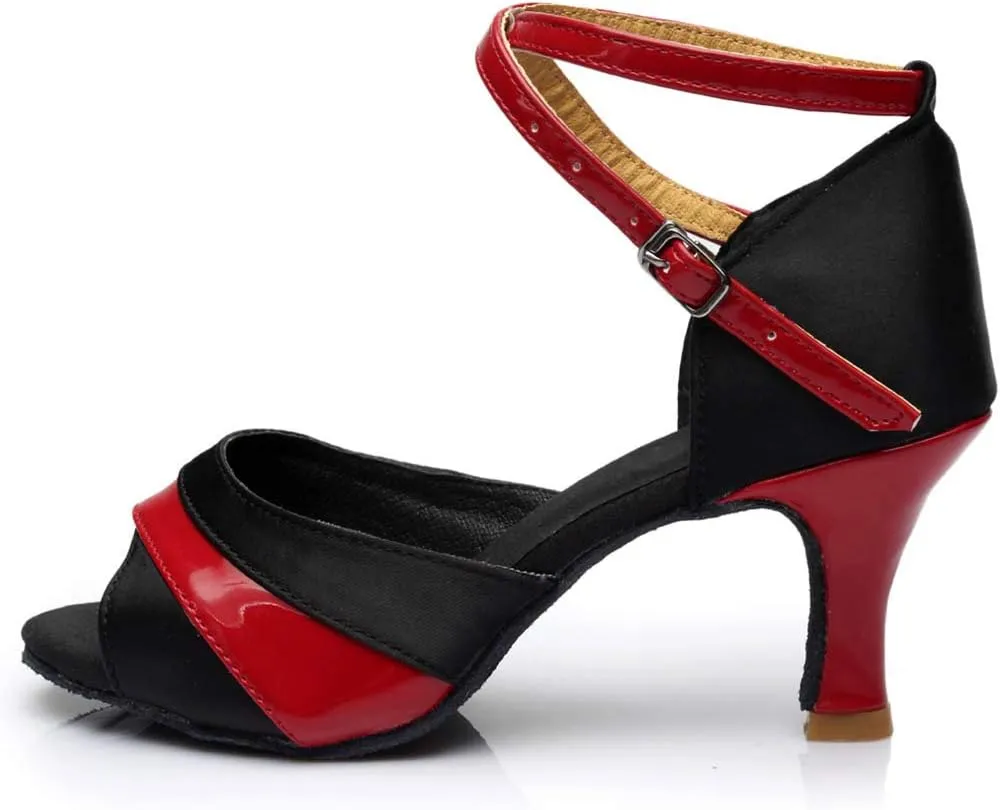 Women Ballroom Dancing Prom Fashion Shoes Ladies Latin S𝐚lsa Performance Gold Sparkly Singles Ankle Strap High Heels