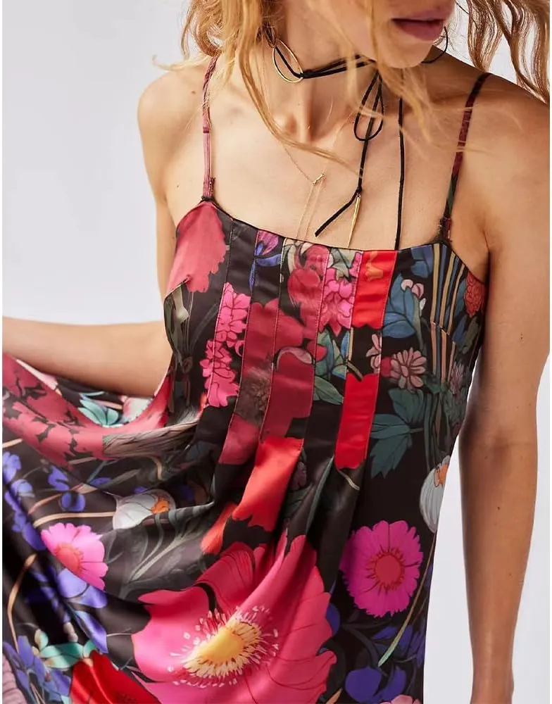 Women Boho Floral Maxi Dress Backless Spaghetti Strap A-Line Flowy Summer Vacation Long Dress
