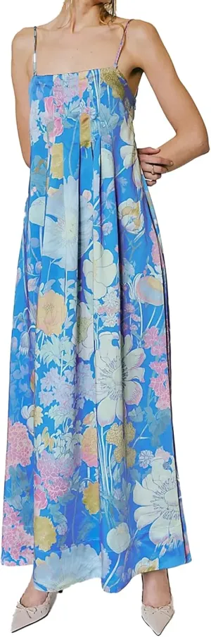 Women Boho Floral Maxi Dress Backless Spaghetti Strap A-Line Flowy Summer Vacation Long Dress