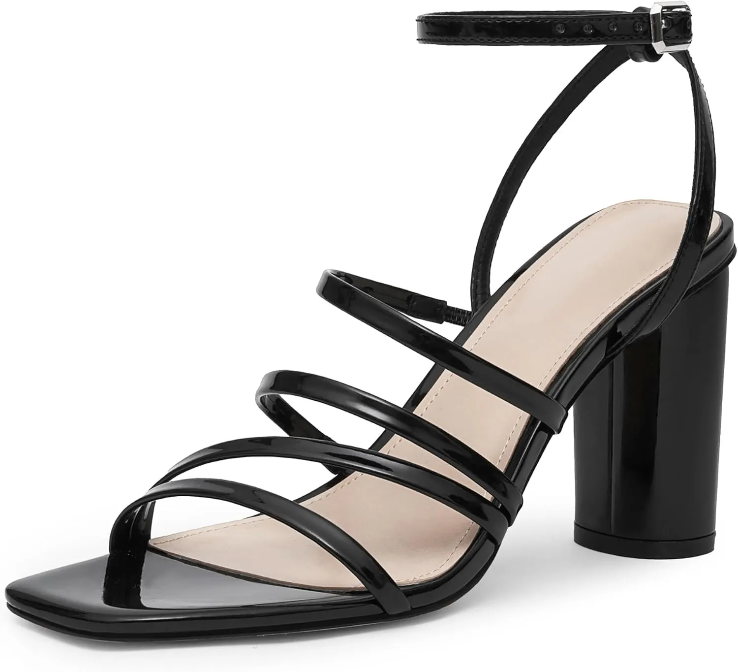 Women Heeled Sandals Square Open Toe Block High Heels Strappy Chunky Heels Ankle Strap Sandals Comfort Dress Party Prom Shoes