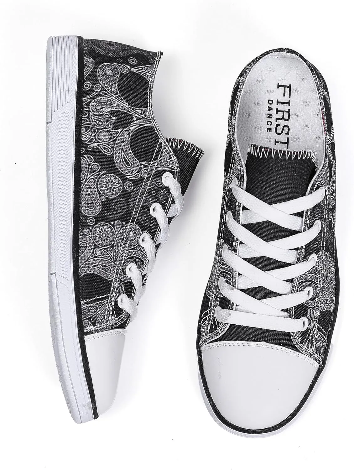 Women Skull Shoes Printed Cool Paisley Print Fashion Sneakers for Teen Men Boys Girls Student Canvas Shoes for Ladies