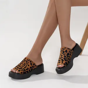 Women Stylish Platform Slide Sandals Comfort Open Toe Backless Slip-On Chunky Wedge Soft Memory Foam Padded Summer Casual Knit Mules Shoes