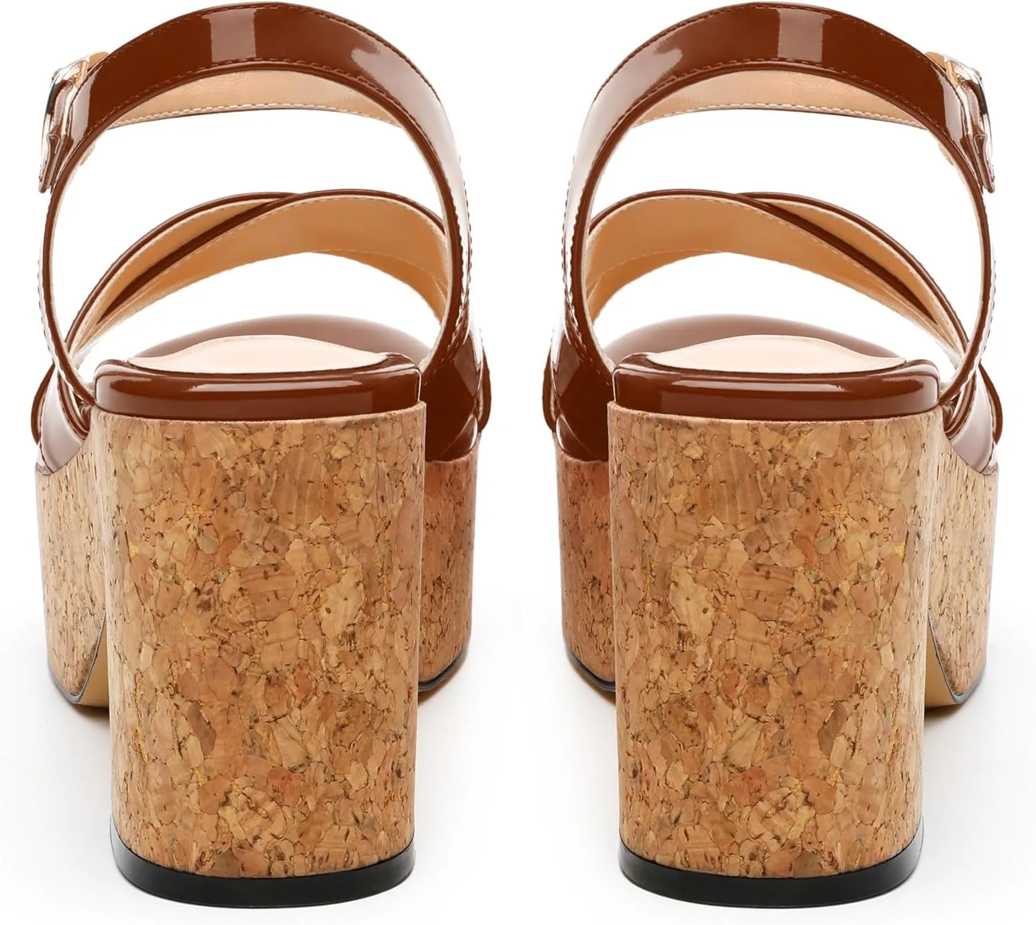 Women's 3-Inch Chunky Wedge Sandals - Open Round Toe Platform with Adjustable Ankle Strap, Solid Color Heels for Work, Party & Date Nights