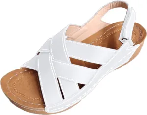 Womens Ankle Strap Sandals Walking Hiking Summer Beach Flats Shoes Comfort Open Toe Comfortable Dressy Arch Support Wedges Sandals Round Bottom Buckle Wide Width Beach Slippers Orthotic Shoes