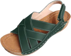 Womens Ankle Strap Sandals Walking Hiking Summer Beach Flats Shoes Comfort Open Toe Comfortable Dressy Arch Support Wedges Sandals Round Bottom Buckle Wide Width Beach Slippers Orthotic Shoes