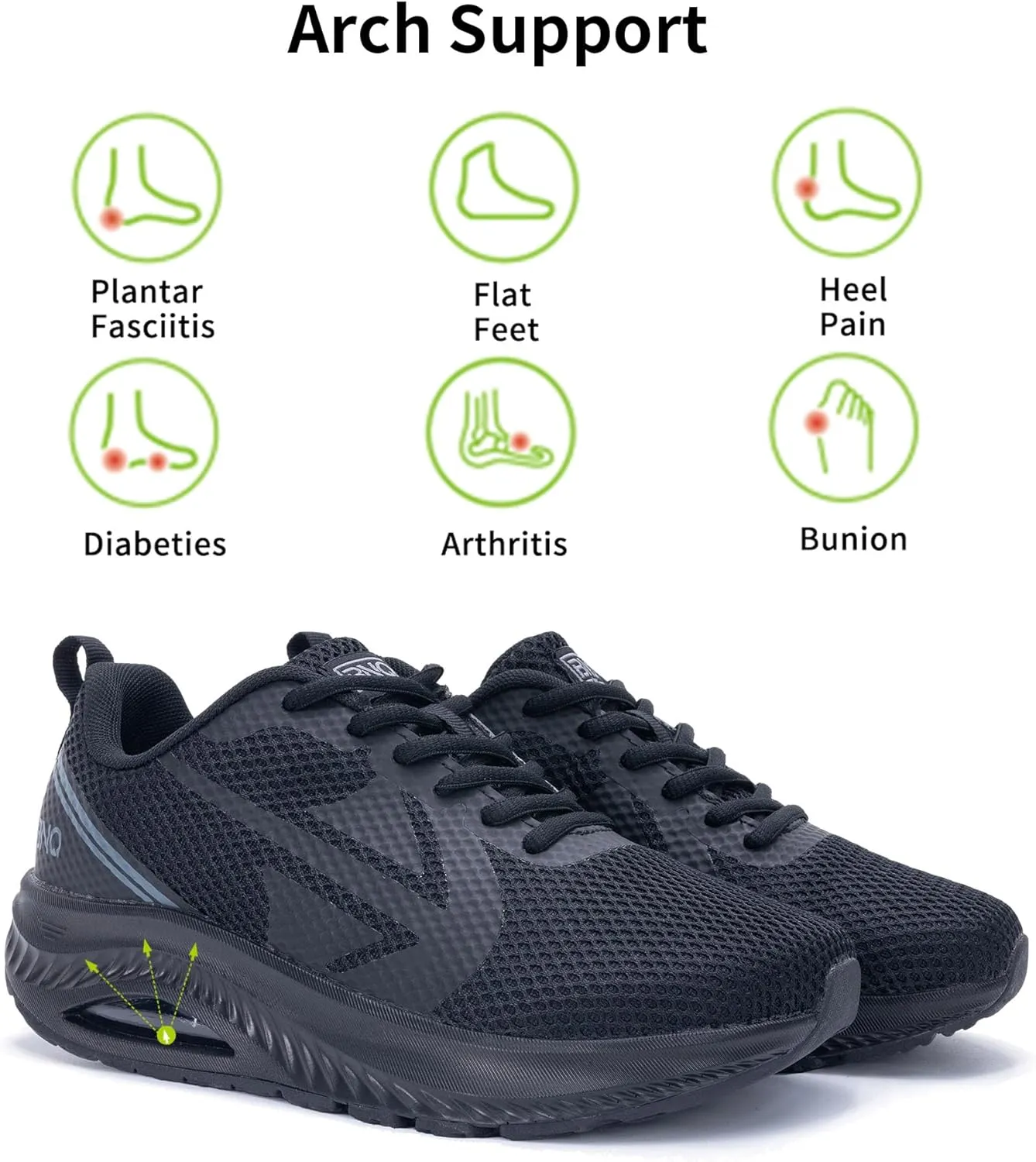 Womens Arch Support Walking Shoes Wide Toe Box Orthotic Sneakers Air Tennis Shoes for Plantar Fasciitis Pain Relief, Size 6-11