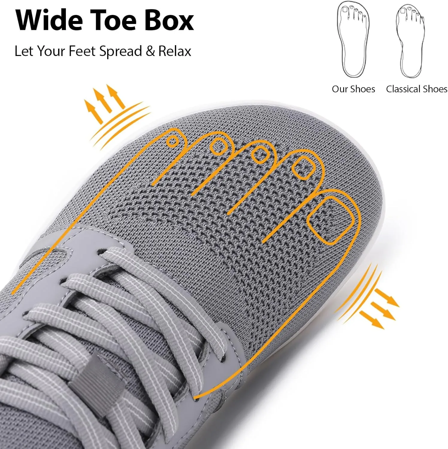 Womens Barefoot Shoes Wide Toe Walking Shoes Minimalist Zero Drop Shoes Breathable Trail Running Sneakers
