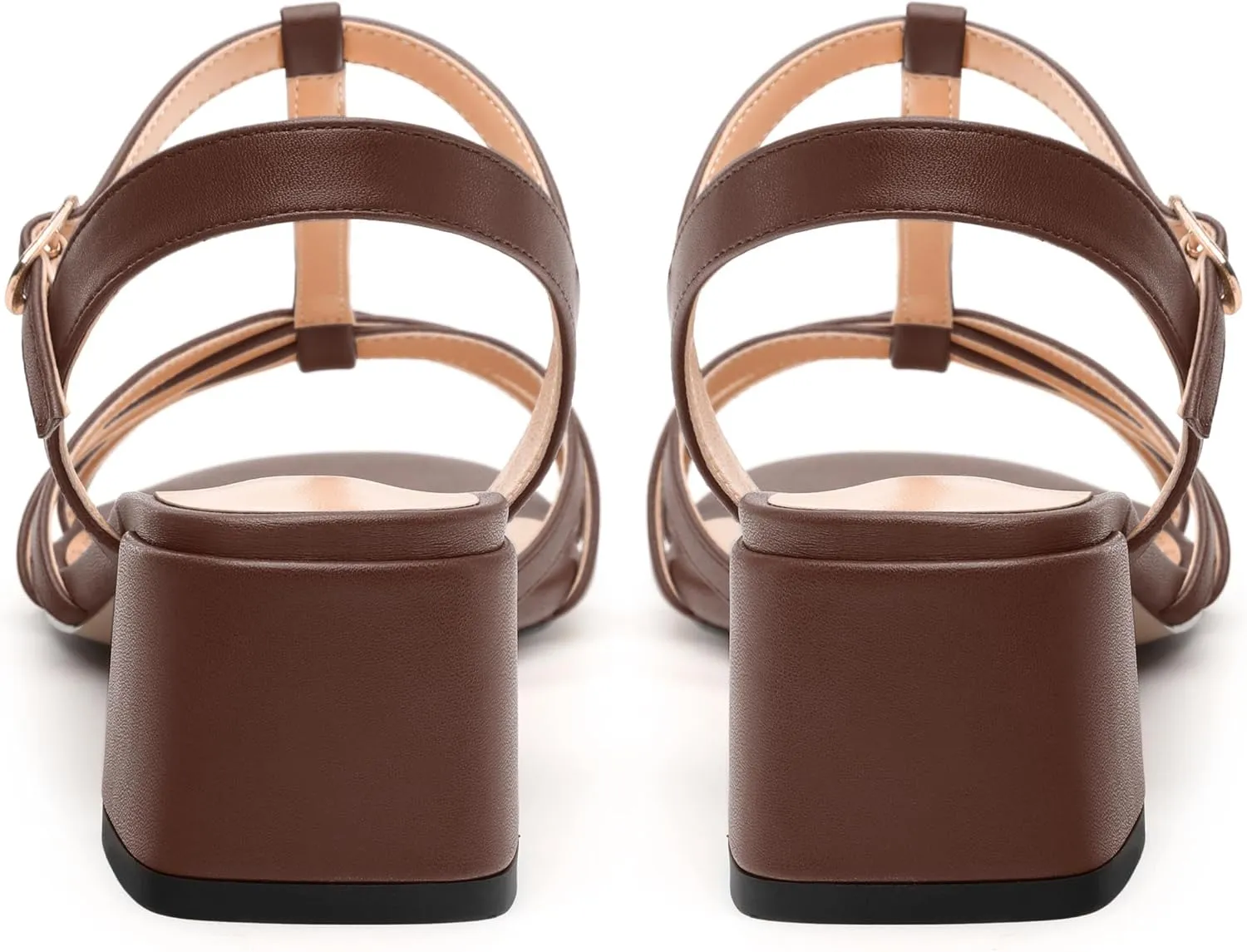 Womens Block Heel Sandals, Open Toe Low Chunky Heel T-strap Sandals for Women, Ankle Strap Sandals with Buckle, Comfort Strappy Sandals 2"