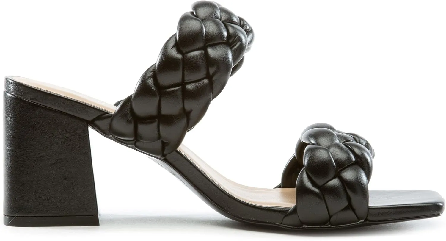 Womens Braided Heeled Sandals Mostly-S by Soda Black 10