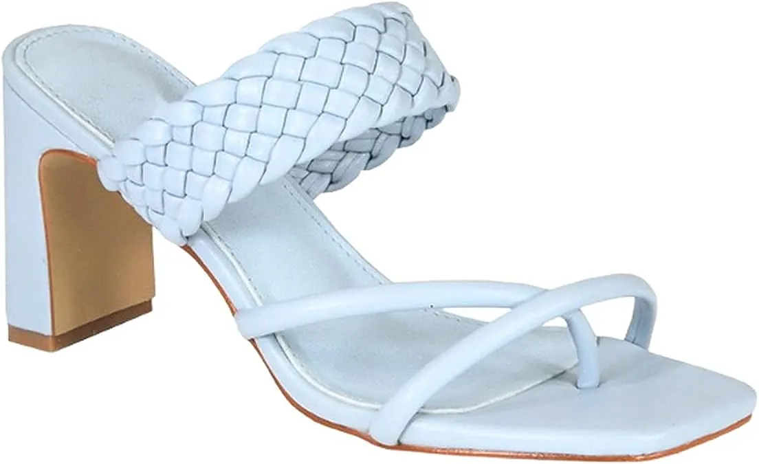 Women's Braided Heeled Sandals Square Toe Block Heel Sandals