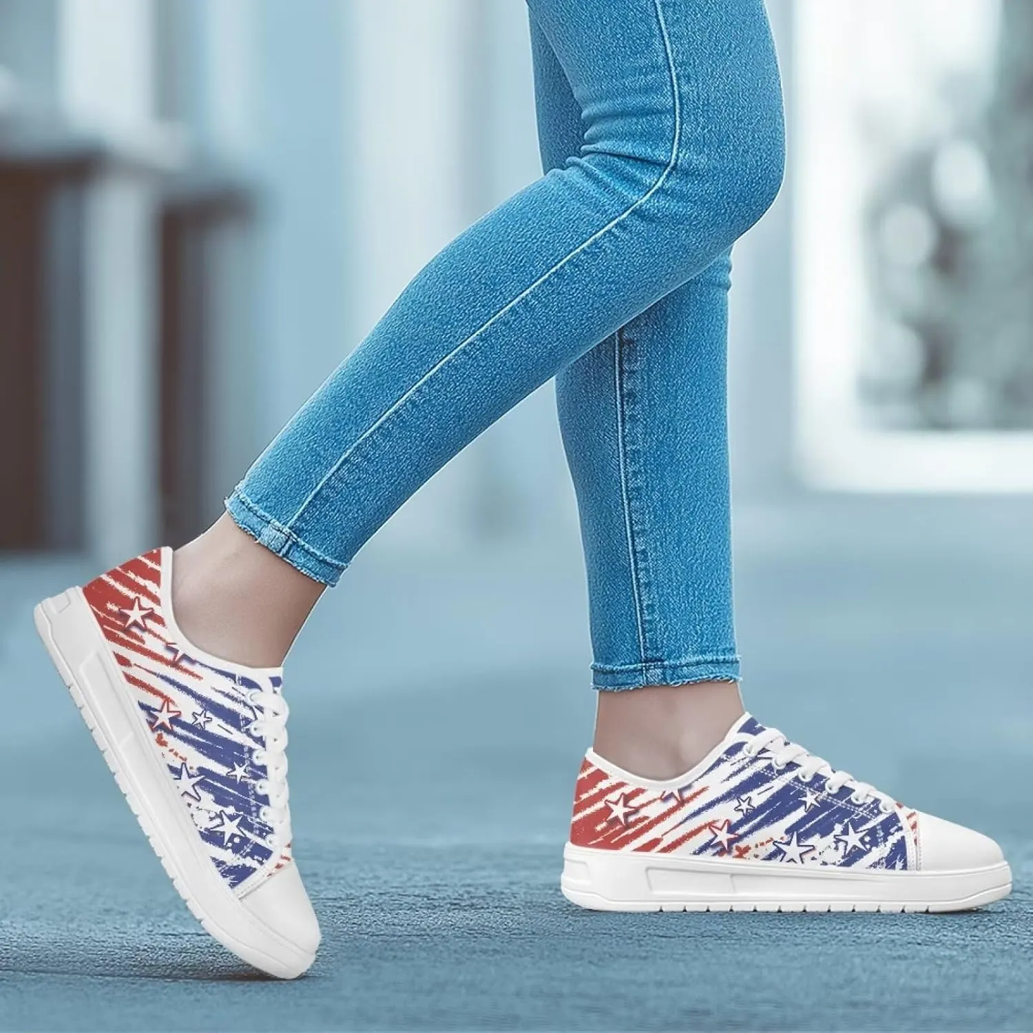 Womens Canvas Sneakers Lightweight Lace Up Fashion Comfortable Canvas Shoes Low Top Slip On Casual Tennis Walking Footwear