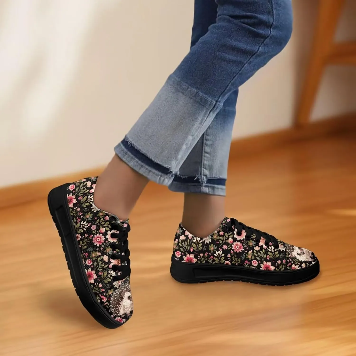 Women’s Canvas Sneakers Orthotic Walking Shoes with Memory Foam Non-Slip Canvas Shoes for Hiking Walking Running
