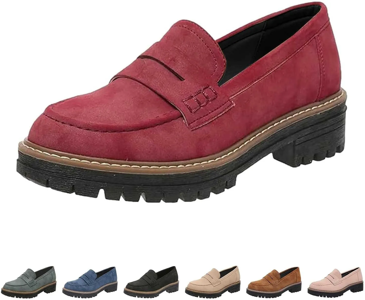 Women's Chunky Loafers Slip On Loafers Business Casual Shoes Dressy Platform Loafers Fashion Outfit Loafer Shoes