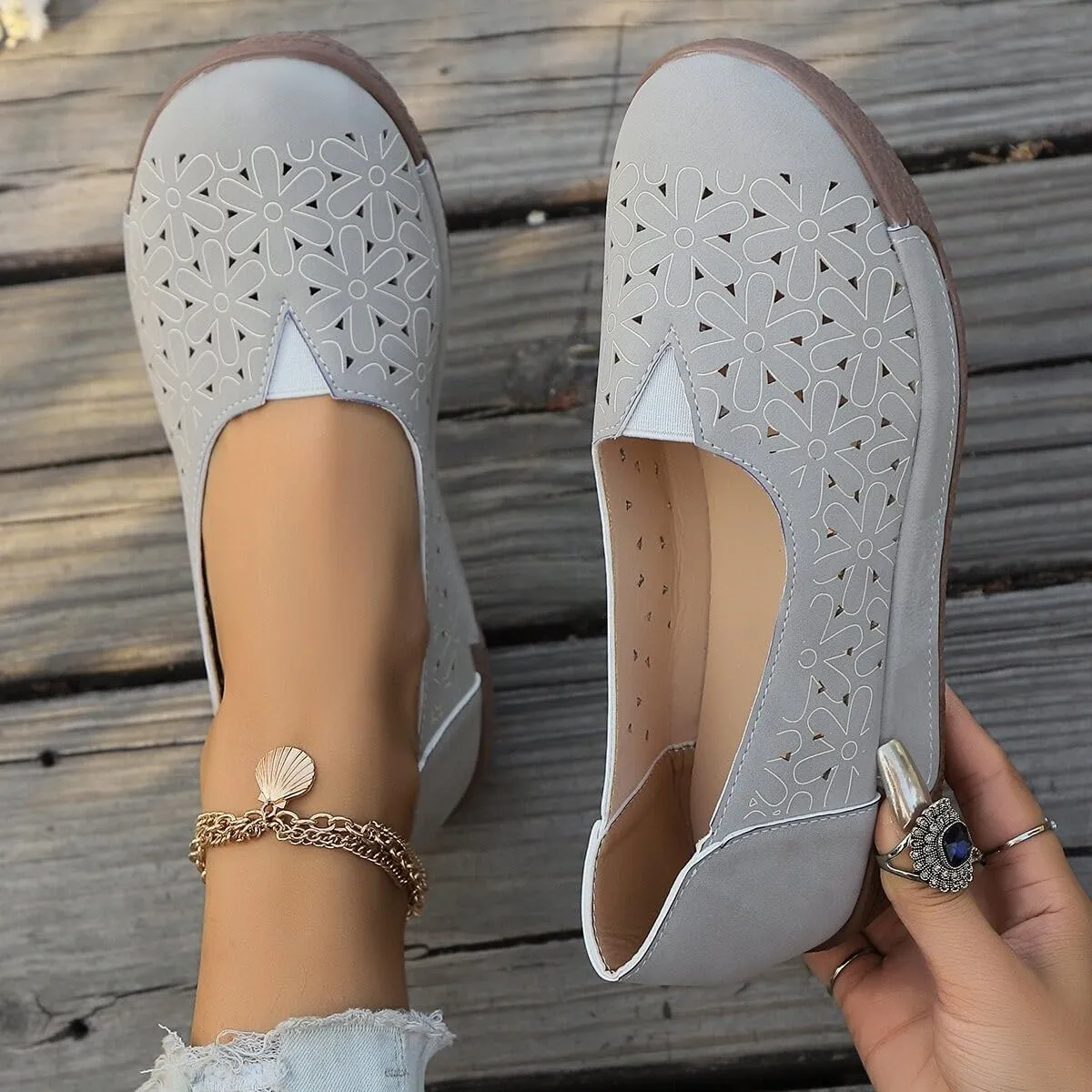 Women's Comfortable Dressy Ballet Flats Orthotic Round Toe Low Heels Sandals Casual Breathable Flexible Walking Shoes Fashion Summer Shoes for Women